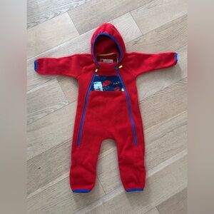 MEC Infant Fleece Bunting Suit Red + Blue | 12 Months | Hooded One-Piece